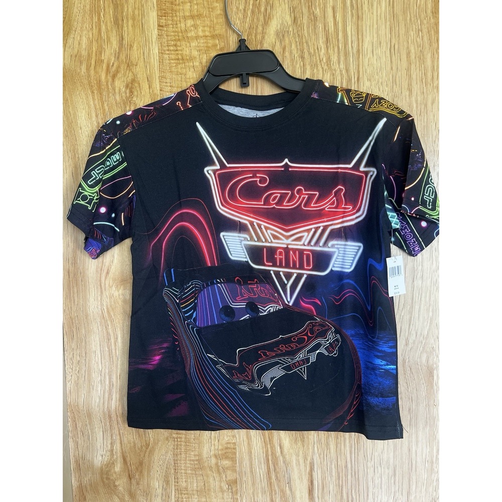 Disney Pixar Cars Land Neon TShirt Lightning McQueen Radiator Springs L 9/10 NWT